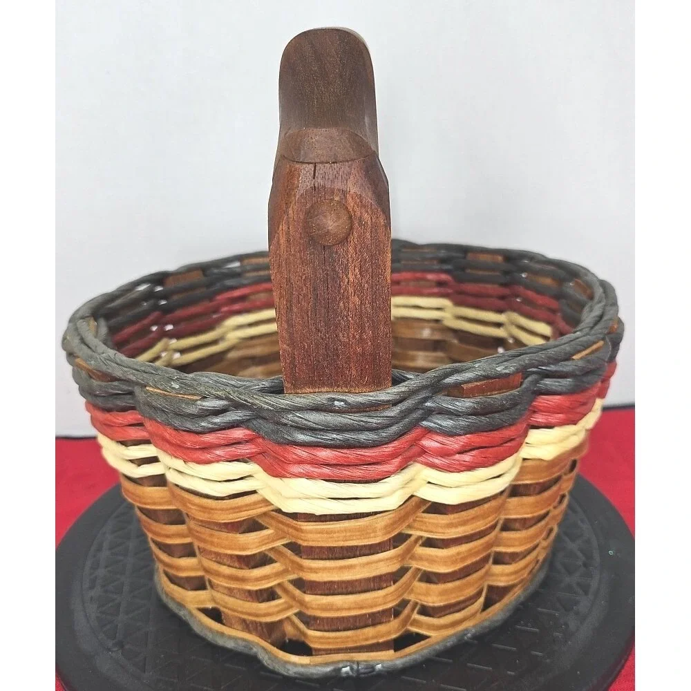 Foxcreek Basket Co Fruit & Veggie Garden Basket Handcrafted Mahogany Wood Decor
